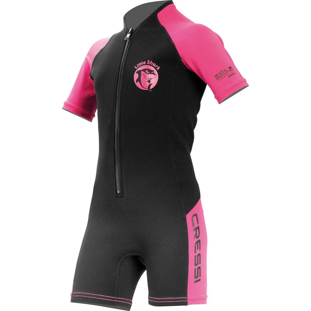 Cressi Little Shark Junior Shorty Dalış Elbisesi - BLACK / PINK - 2MM - 7/8 YAŞ
