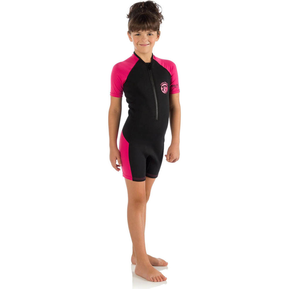 Cressi Little Shark Junior Shorty Dalış Elbisesi - BLACK / PINK - 2MM - 5/6 YAŞ
