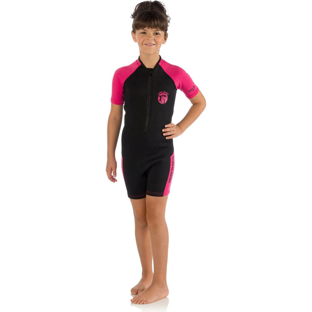 Cressi Little Shark Junior Shorty Dalış Elbisesi - BLACK / PINK - 2MM - 13/14 YAŞ