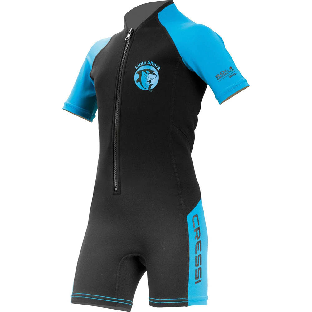 Cressi Little Shark Junior Shorty Dalış Elbisesi - BLACK / BLUE - 2MM - 9/10 YAŞ