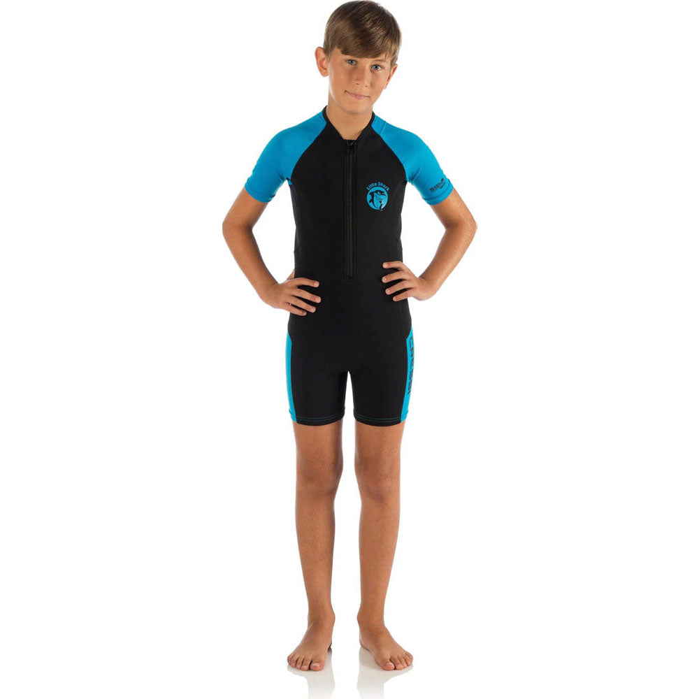 Cressi Little Shark Junior Shorty Dalış Elbisesi - BLACK / BLUE - 2MM - 13/14 YAŞ