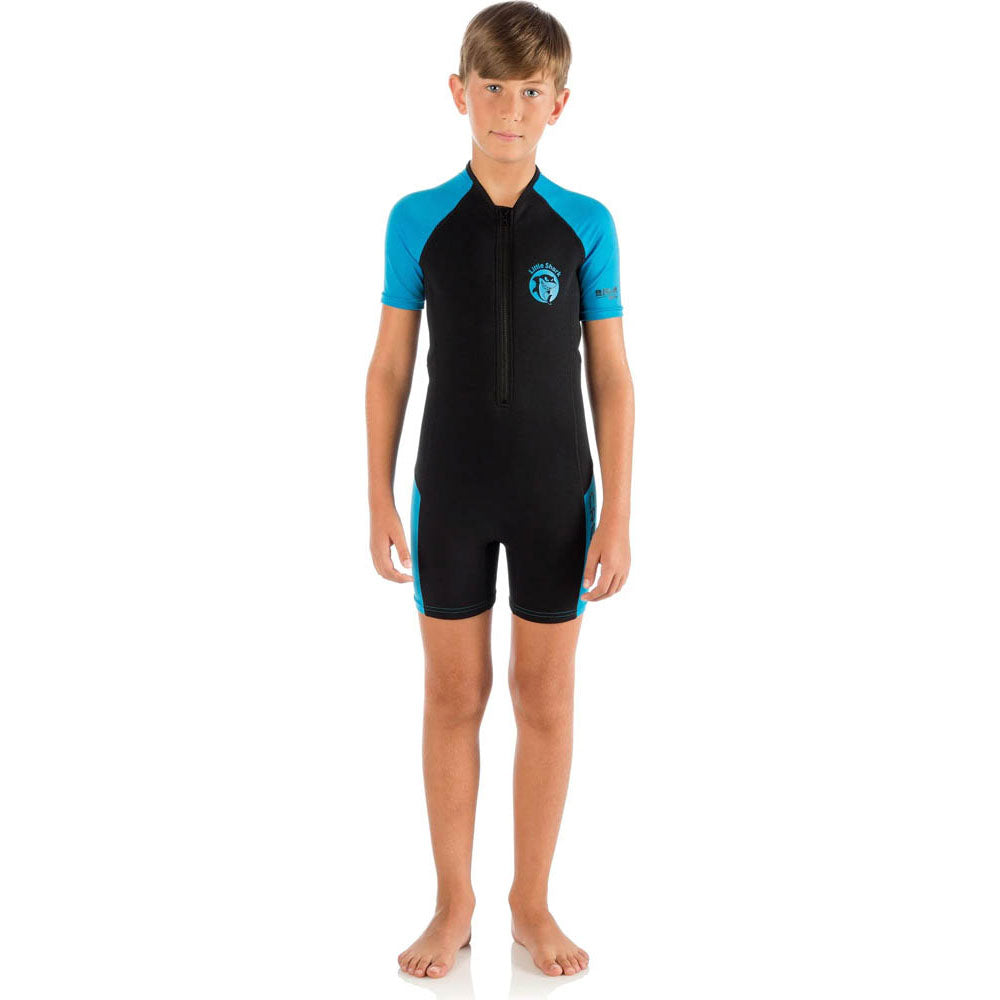 Cressi Little Shark Junior Shorty Dalış Elbisesi - BLACK / BLUE - 2MM - 11/12 YAŞ