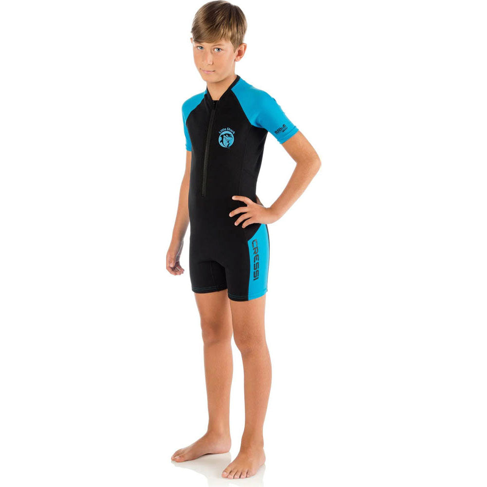 Cressi Little Shark Junior Shorty Dalış Elbisesi - BLACK / BLUE - 2MM - 13/14 YAŞ
