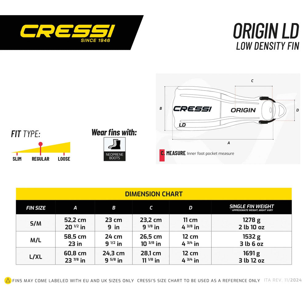 Cressi Origin LD Dalış Paleti - BLUE - S/M