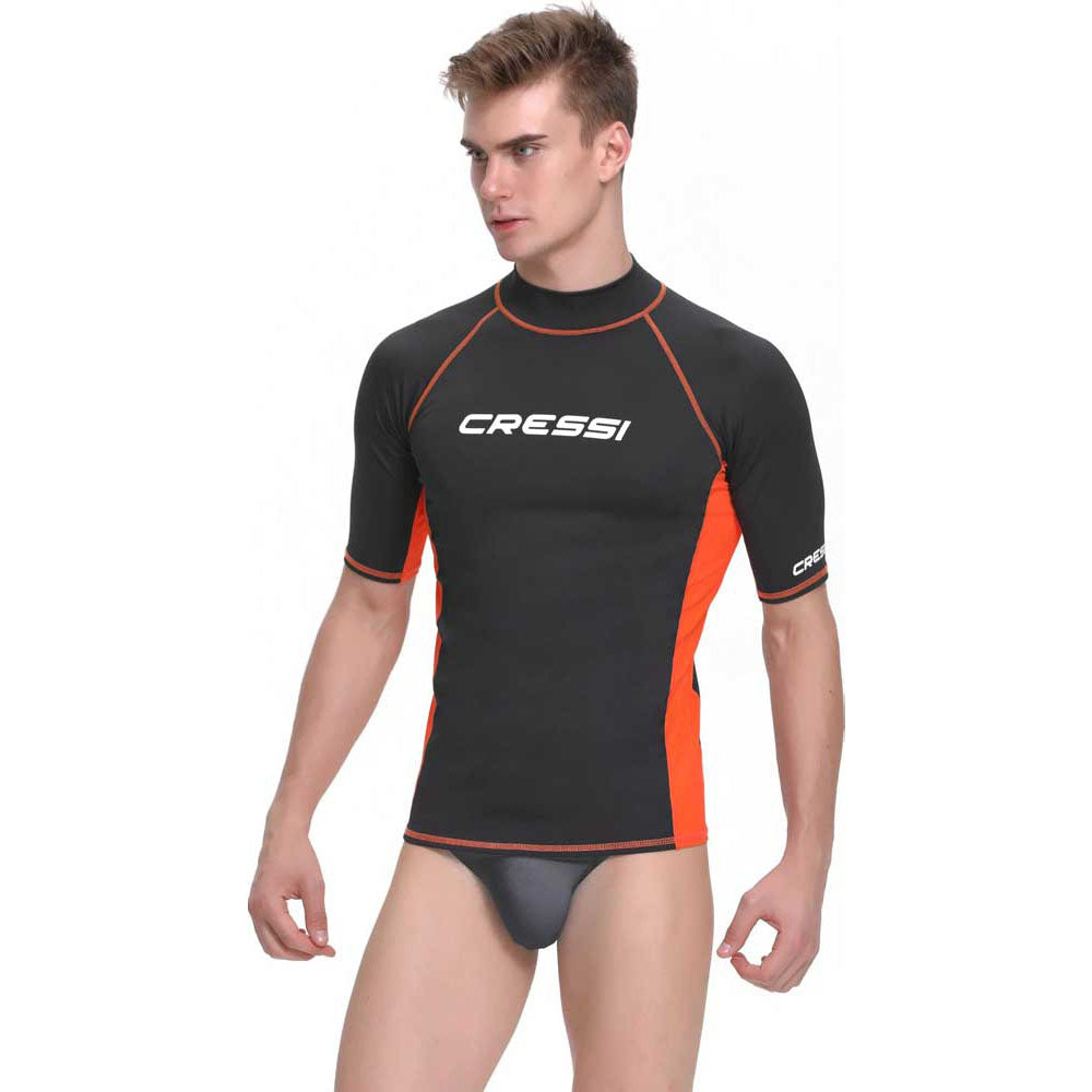 Cressi Rash Guard Man T-Shirt - BLACK - ORANGE - XL - NO:5