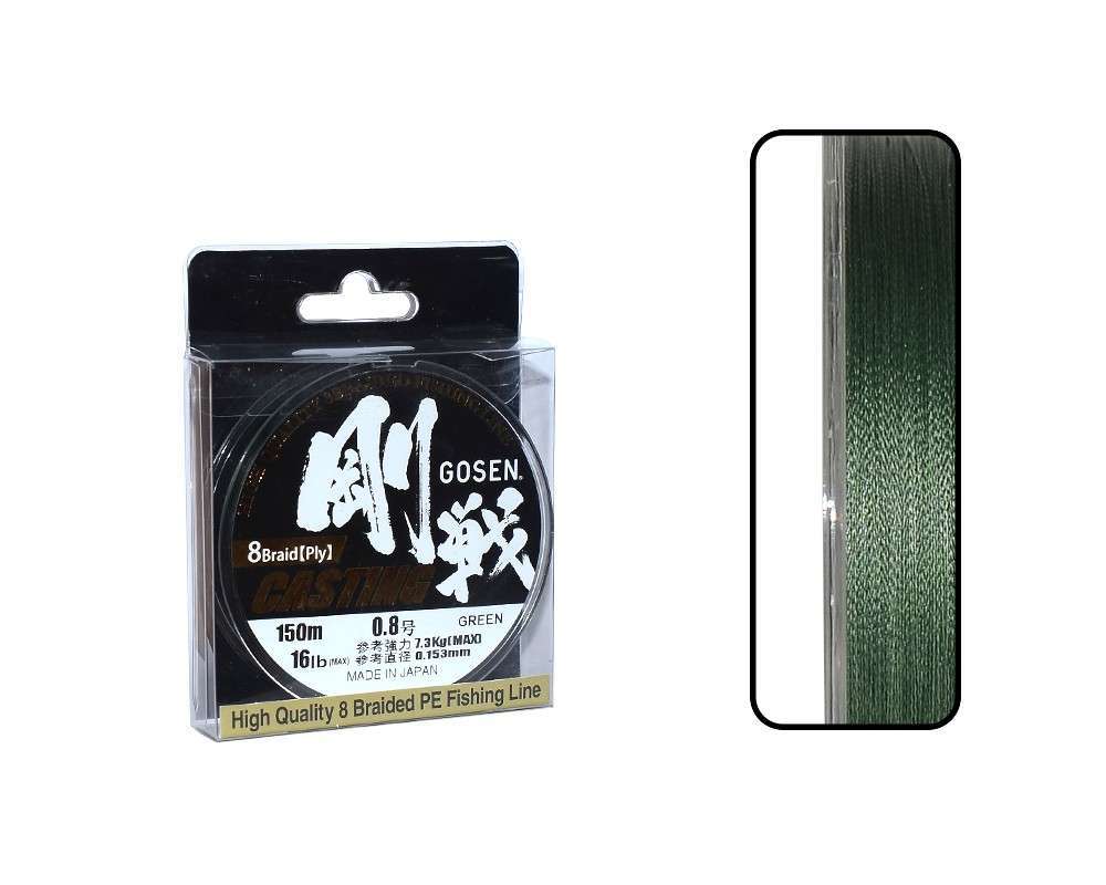 Gosen W8 Casting PE 8 Örgü Spin İp Misina 150mt Yeşil - Standart - 1.0 PE