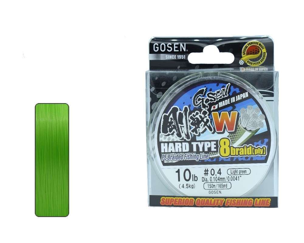 Gosen W8 Hard Type PE 8 Örgü Spin İp Misina 150mt Açık Yeşil - Standart - 0.5 PE