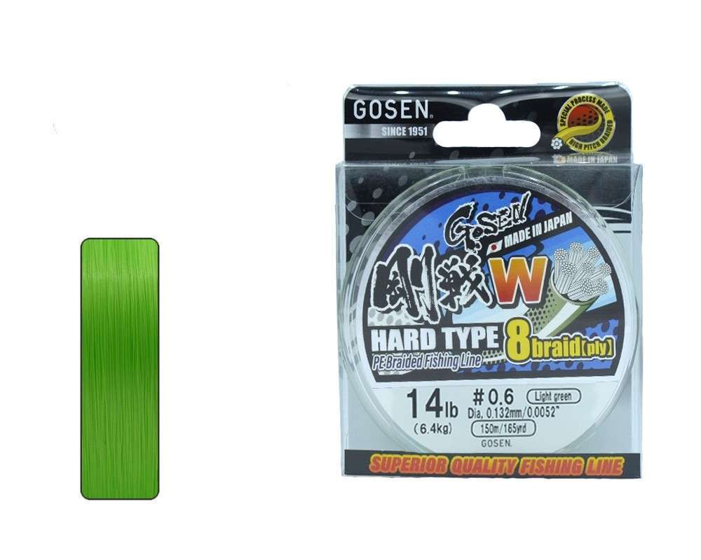 Gosen W8 Hard Type PE 8 Örgü Spin İp Misina 150mt Açık Yeşil - Standart - 0.8 PE