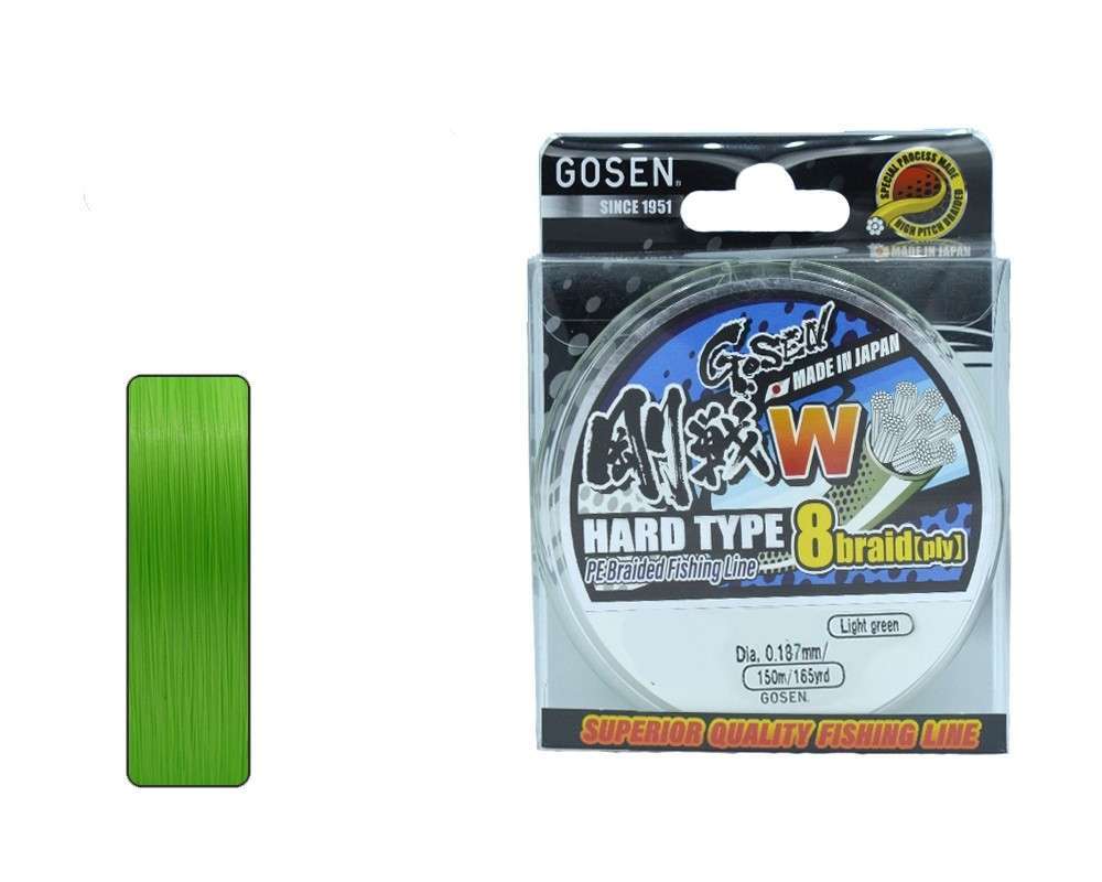 Gosen W8 Hard Type PE 8 Örgü Spin İp Misina 150mt Açık Yeşil - Standart - 1.2 PE