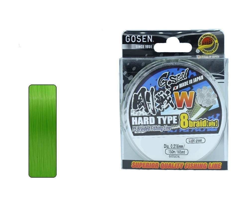 Gosen W8 Hard Type PE 8 Örgü Spin İp Misina 150mt Açık Yeşil - Standart - 0.5 PE