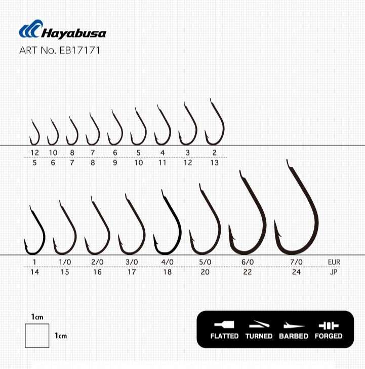 Hayabusa HMRS 171 Kısa Pala Dövme Olta İğnesi 15li Paket Black Nikel - Standart - 1