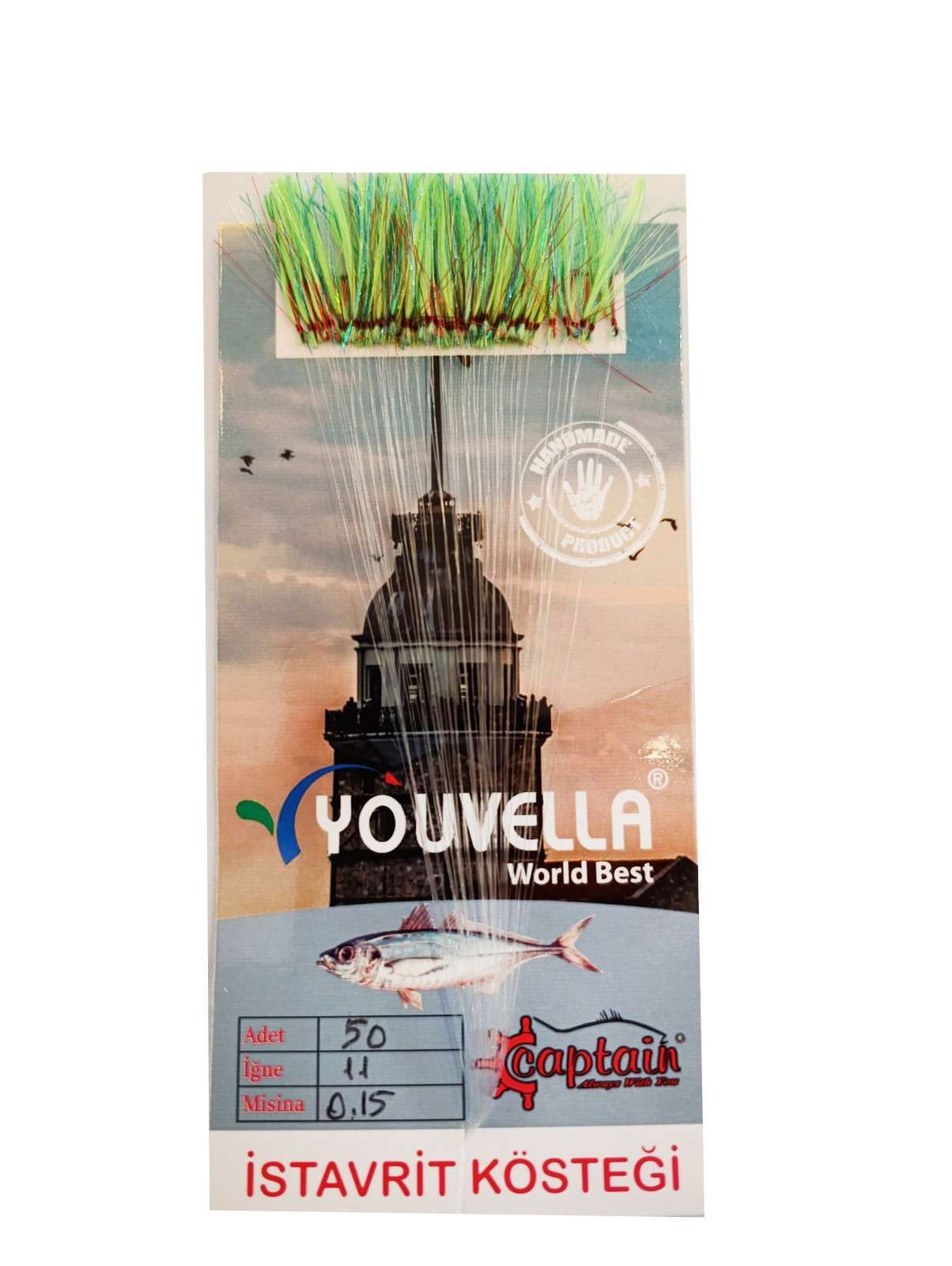 İstavrit Kösteği UV-GLOW Simli Youvella Kartonda 50 Kırmızı İğne 015mm Köstek - 68