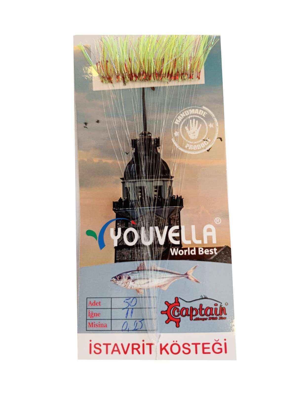 İstavrit Kösteği UV-GLOW Simli Youvella Kartonda 50 Kırmızı İğne 015mm Köstek - 70