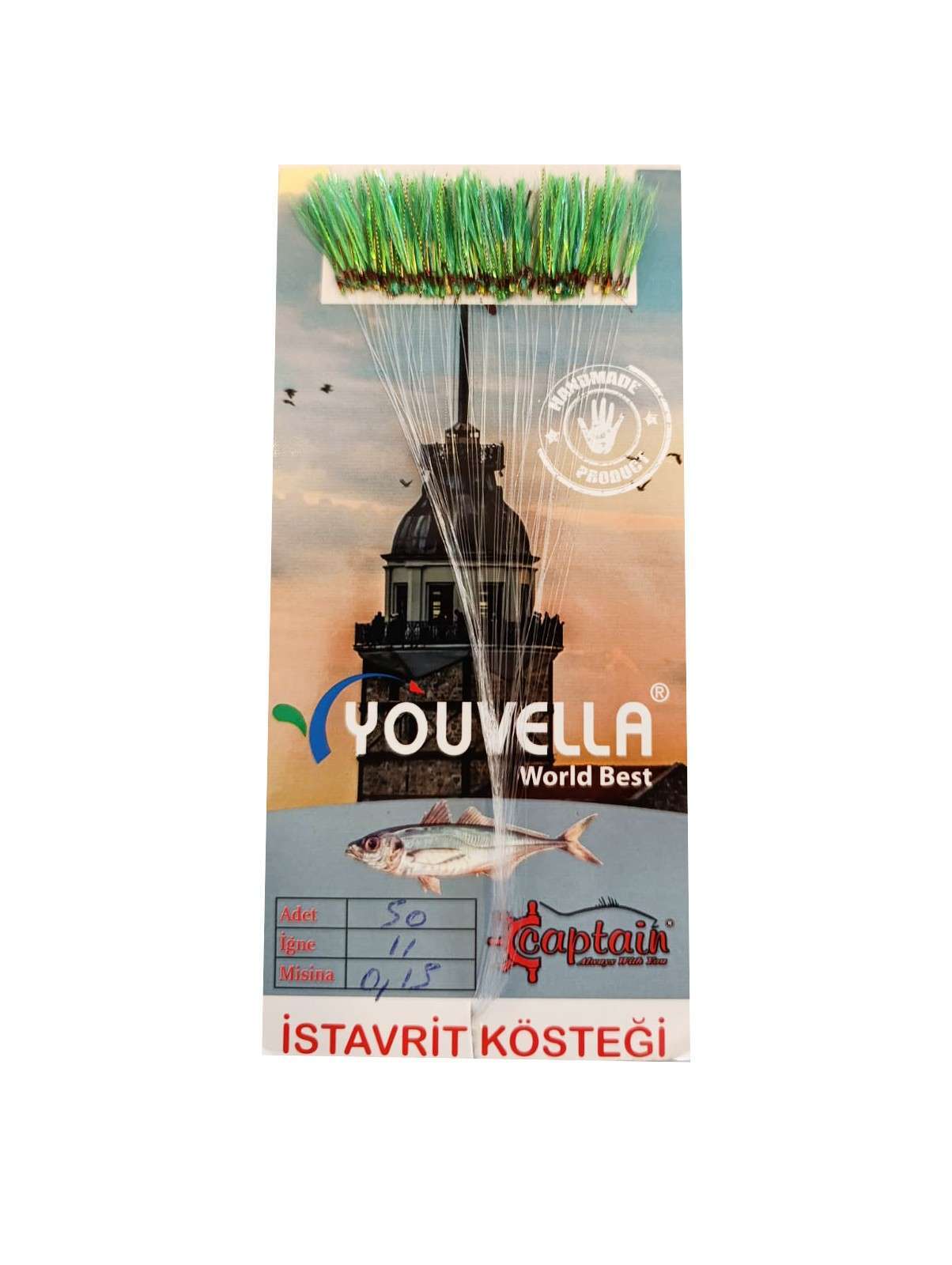 İstavrit Kösteği UV-GLOW Simli Youvella Kartonda 50 Sarı İğne 015mm Köstek - 64