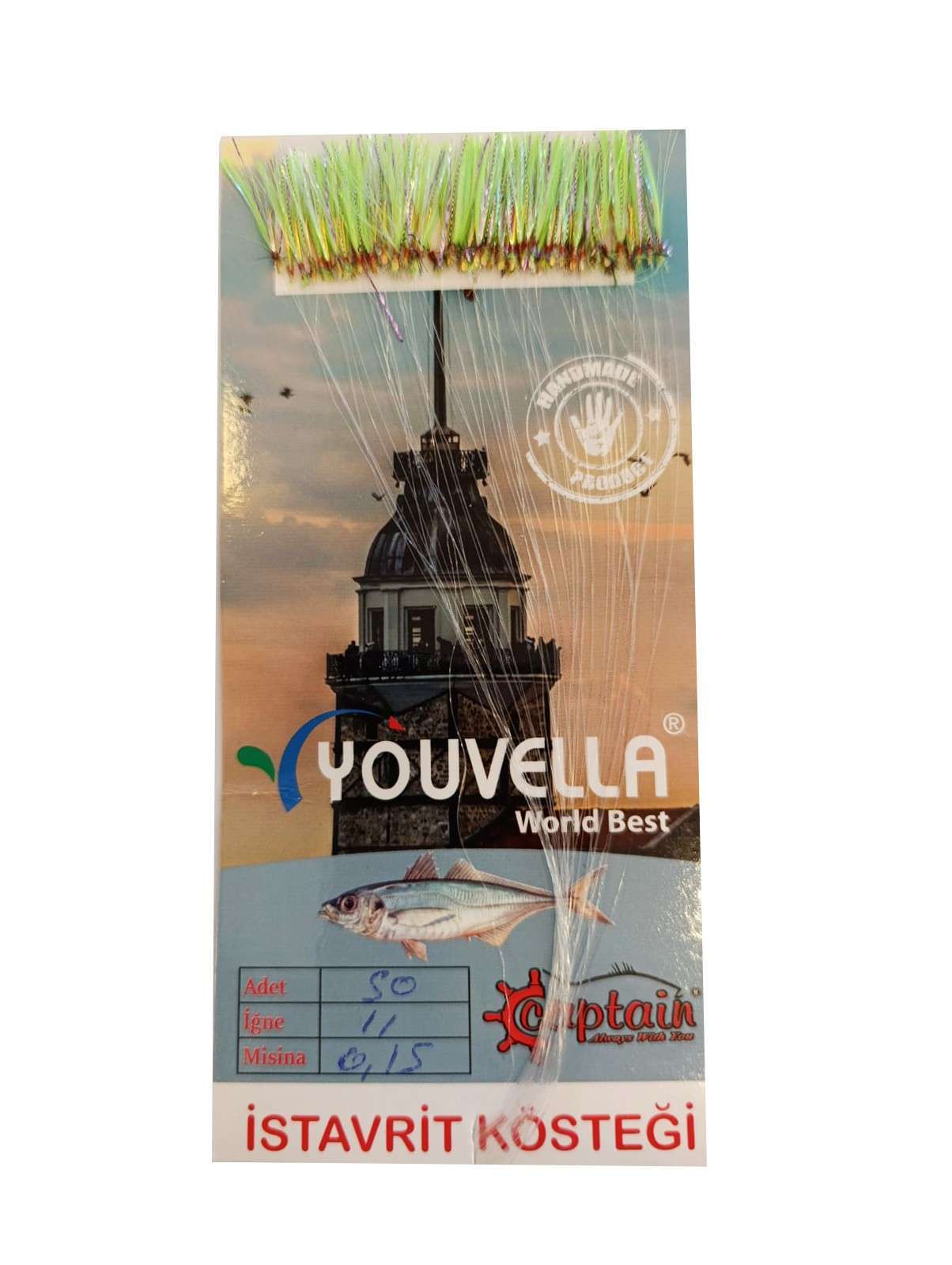 İstavrit Kösteği UV-GLOW Simli Youvella Kartonda 50 Sarı İğne 015mm Köstek - 70