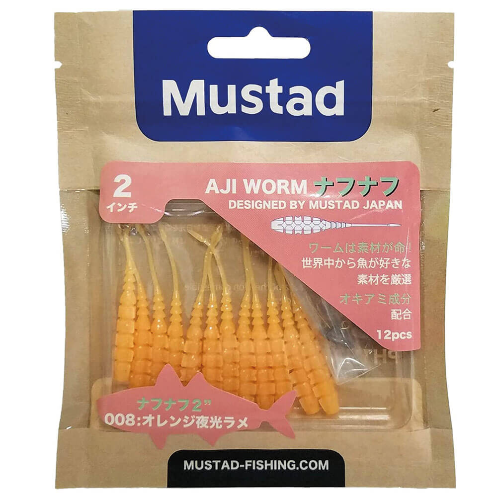 Mustad Aji Worm Naf-Naf Sahte Kurt - 008 - 5CM - 12Lİ