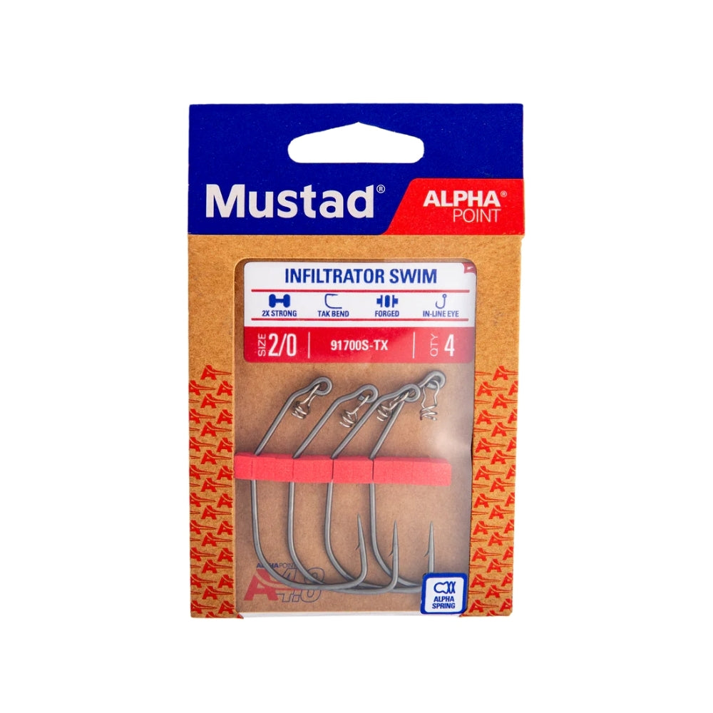 Mustad Alpha Point 91700S Infiltrator Swim Hook - BLACK - NO:2-0 - 4LÜ