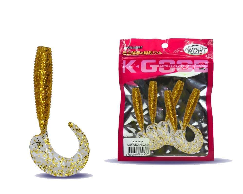 Mutant 3545 Runner Tail 8cm Levrek Silikonu 5li Paket Suni Yem - 01