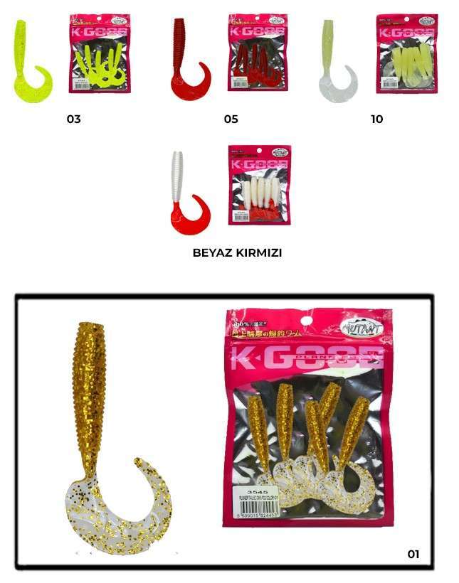 Mutant 3545 Runner Tail 8cm Levrek Silikonu 5li Paket Suni Yem - 01