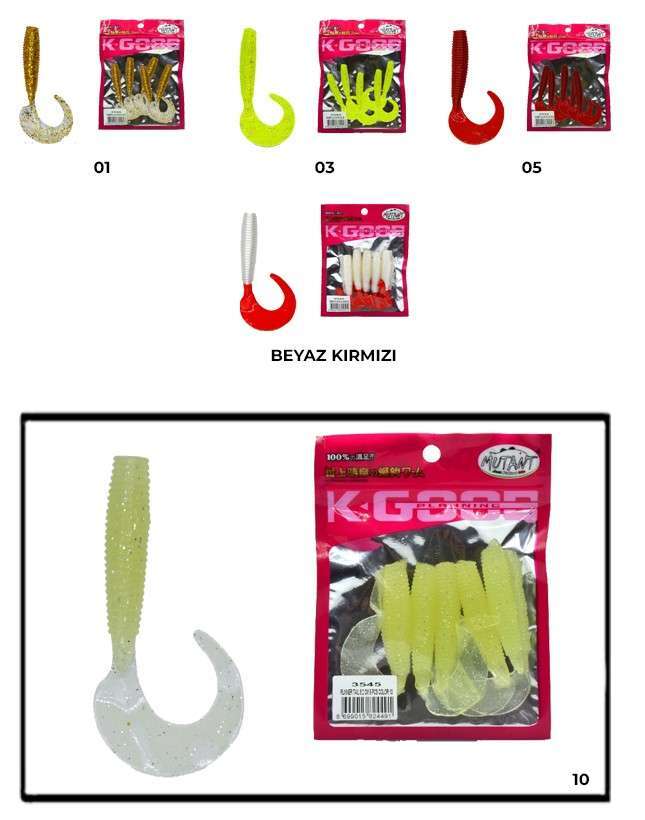 Mutant 3545 Runner Tail 8cm Levrek Silikonu 5li Paket Suni Yem - 10