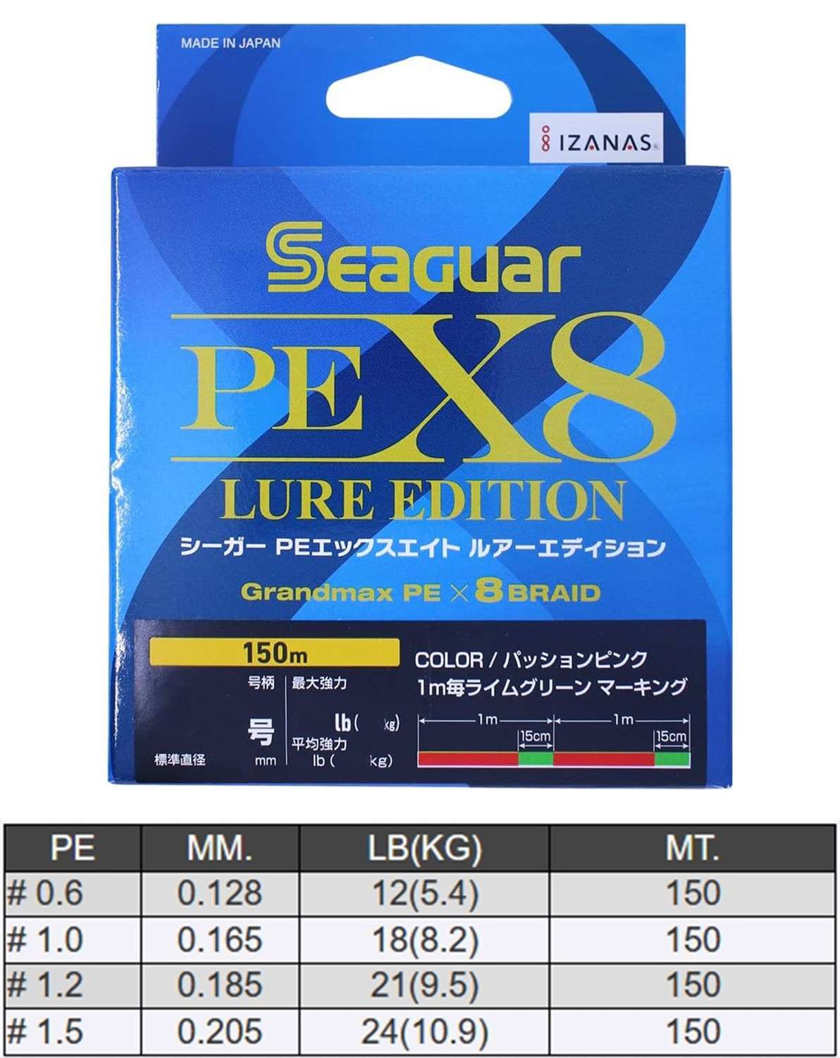 Seaguar Lure Edition PE 8 Örgü Spin İp Misina 150mt Multi Color - Standart - 0.6 PE