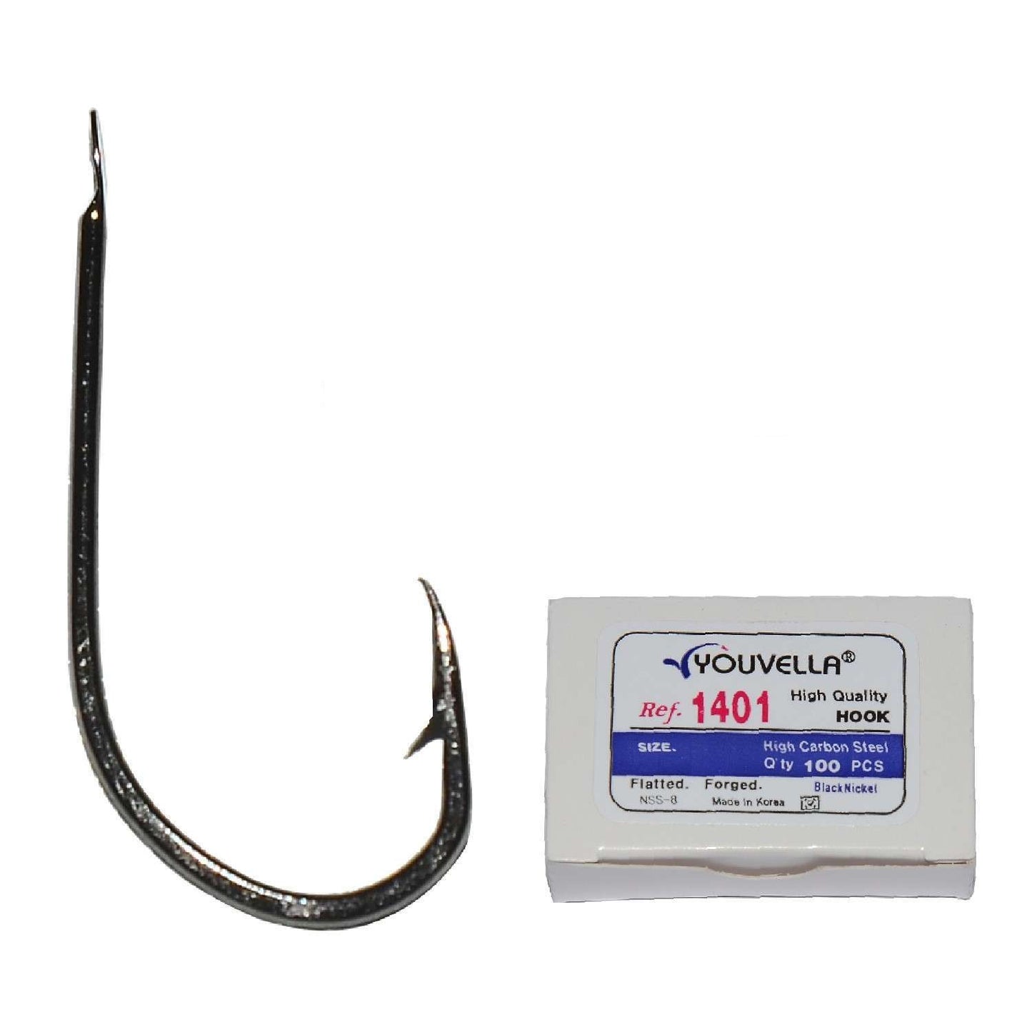 Youvella 1401 Kısa Pala Dövme Olta İğnesi 100lü Kutu Black Nikel - Standart - 4-0